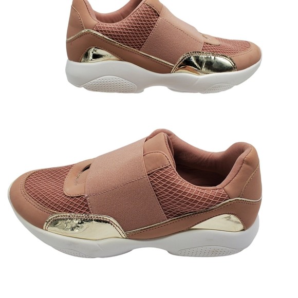 Shoedazzle Kloie Shoes Womens Size 6 Coral Pink Gold Accents Slip Ons - Picture 5 of 11